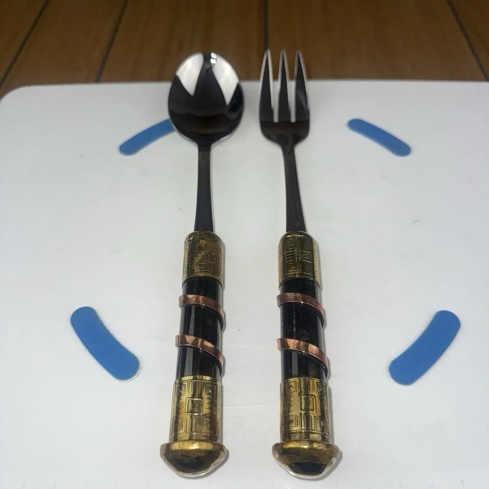 Unique Creative Copper Spoon & Fork Salad Serving  Made in South‎ Africa